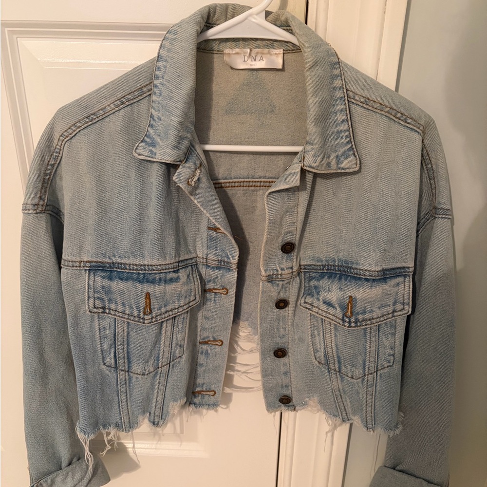 DNA couture Light Blue Cropped Denim Jacket